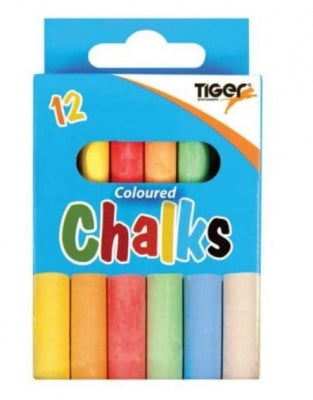 TIGER DUSTLESS COLOUR CHALK 12/PK. T302409 \\\KD24190