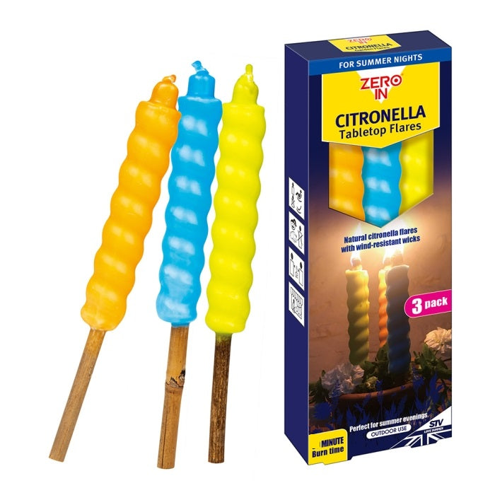 ZERO IN TABLE TOP CITRONELLA FLARES 3/PK \\\KD24231