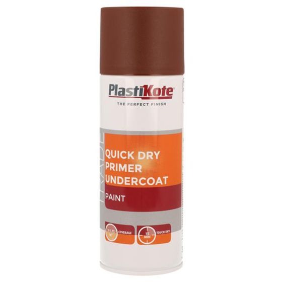 PLASTIKOTE TRADE QUICK DRY PRIMER UNDERCOAT SPRAY PAINT 400ML - RED OXIDE. PL71002 \\\KD24324