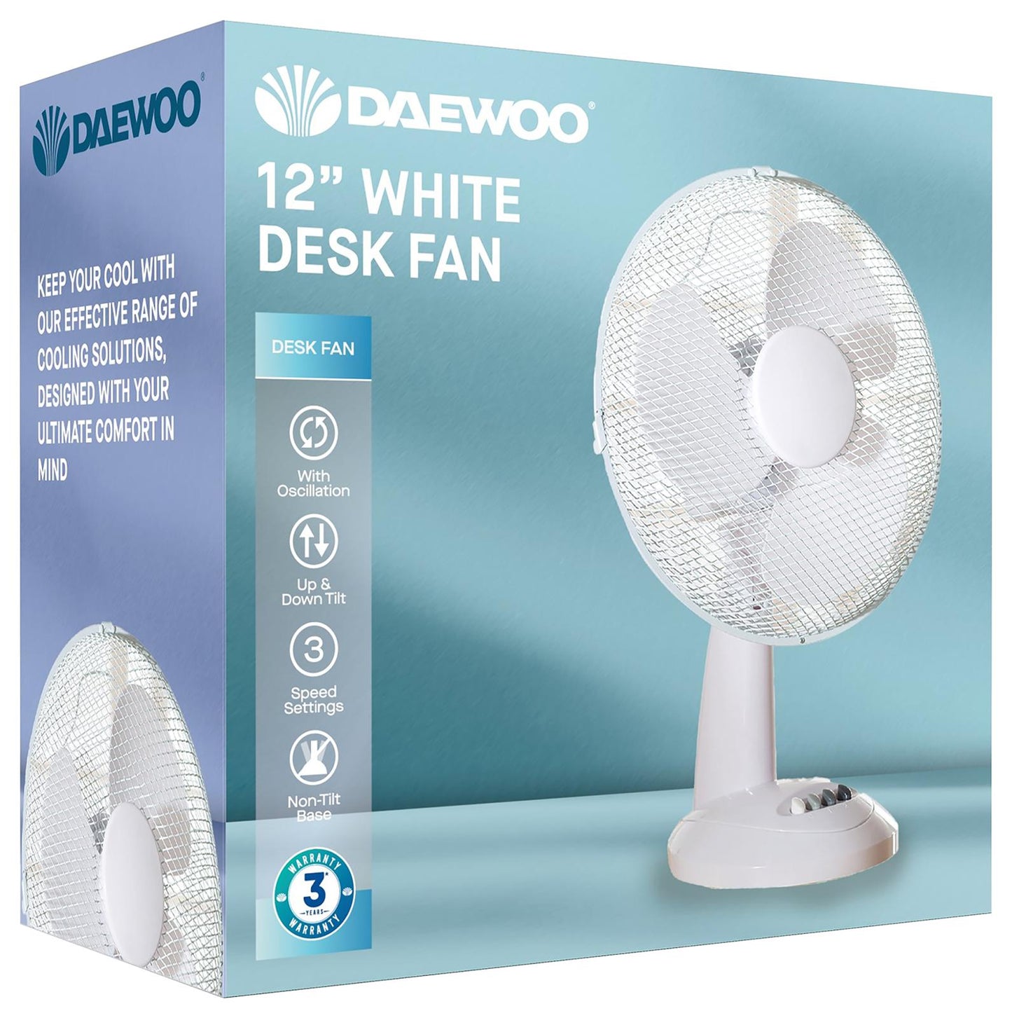 DAEWOO 12 INCH TABLE PORTABLE DESK FAN. COL1256GE \\\KD24368