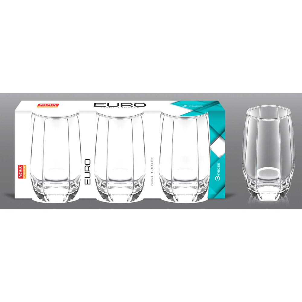 NOVA EURO GLASS TUMBLERS 280ML 3/PK. GPK070 \\\KD24399