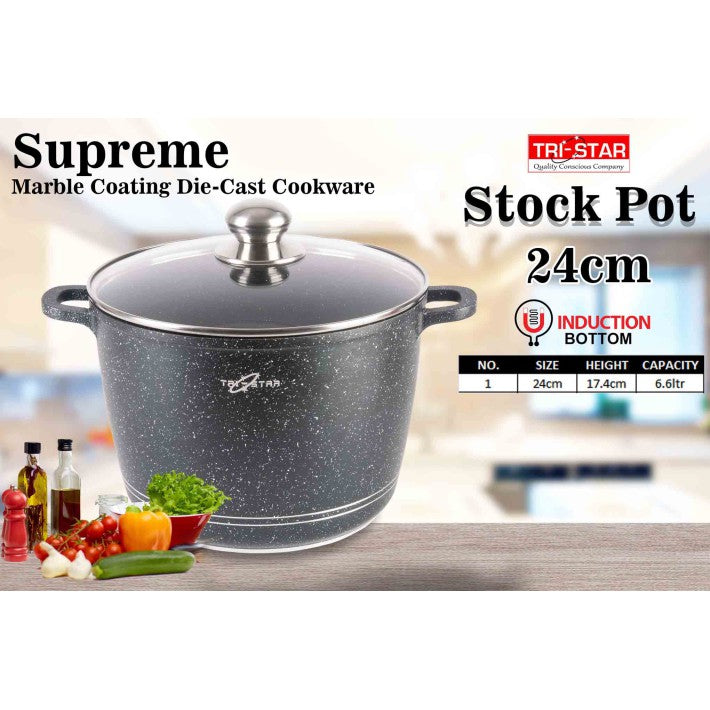 SUPREME MARBLE COATING STOCK POT / SAUCE PAN 24CM. 51271 \\\KD24408