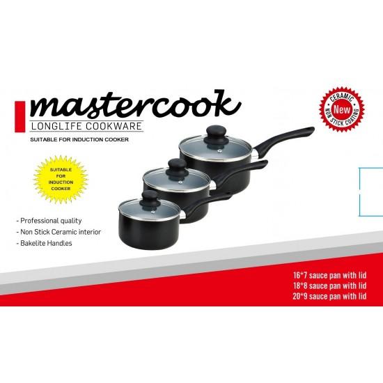 MASTERCOOK NON STICK SAUCEPAN SET WITH LIDS 16 / 18 / 20 CM 3 PIECE SET. NS007 \\\KD24426