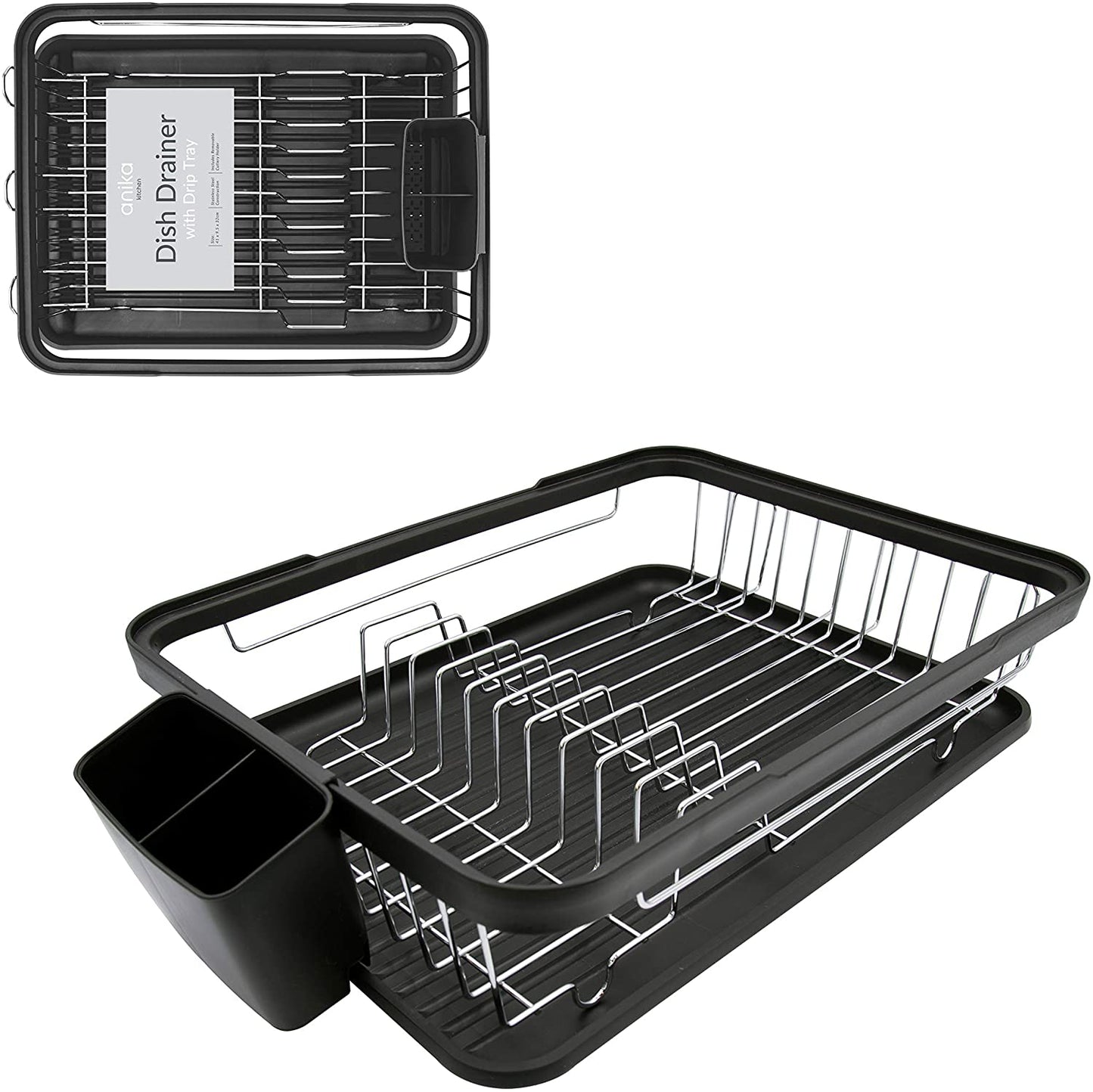 ANIKA KITCHEN DISH DRAINER RACK 41 X 32 X 9.5CM - BLACK. BML69049 \\\KD24427