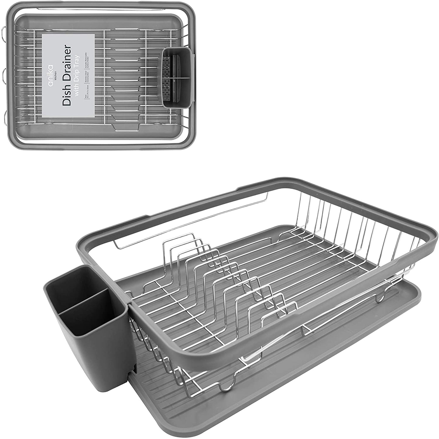 ANIKA KITCHEN DISH DRAINER RACK 41 X 32 X 9.5CM - GREY. BML69069 \\\KD24428