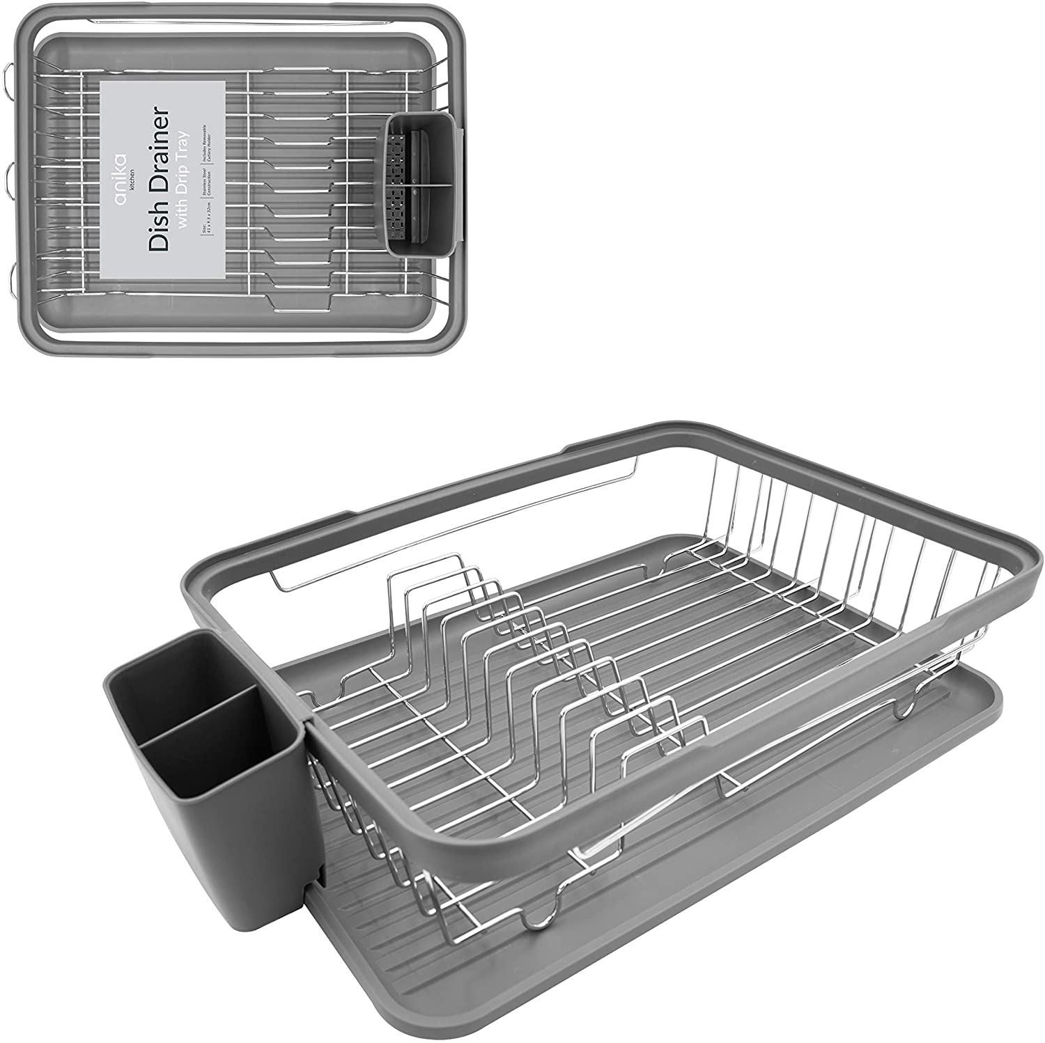 ANIKA KITCHEN DISH DRAINER RACK 41 X 32 X 9.5CM - GREY. BML69069 \\\KD24428