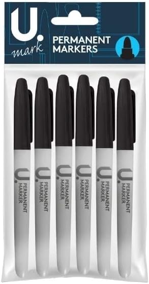 U. PERMANENT MARKERS 6/PK - BLACK. P2314 \\\KD24460