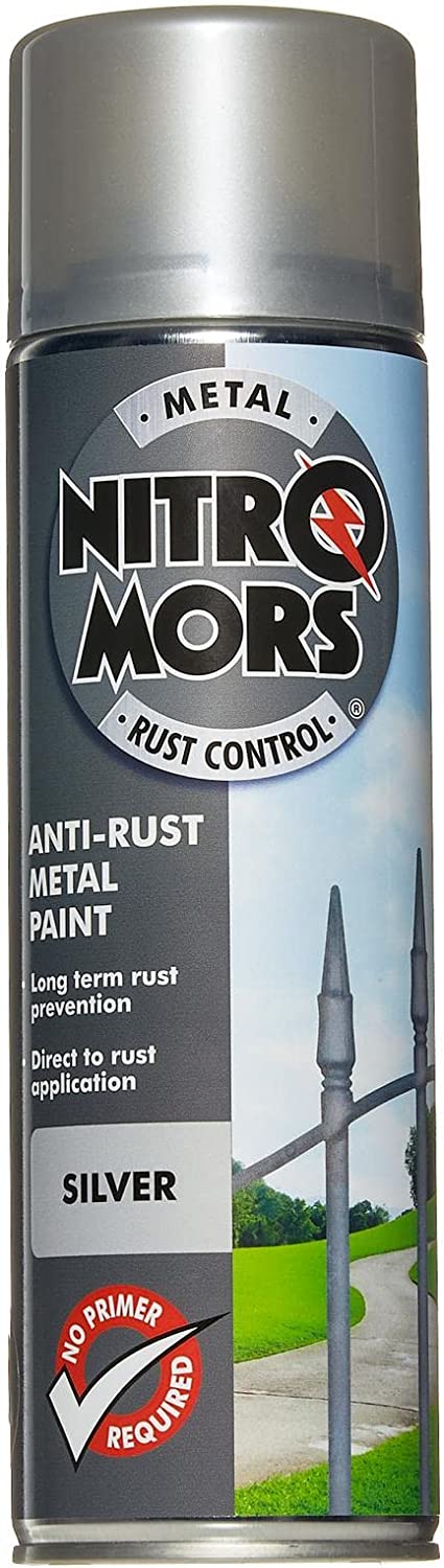 NITROMORS ANTI RUST SMOOTH METAL SPRAY PAINT 500ML - SILVER. NSP500 \\\KD24486