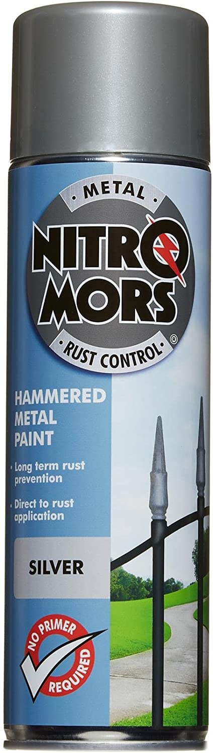 NITROMORS ANTI RUST HAMMERED METAL SPRAY PAINT 500ML - SILVER. NOH500 \\\KD24491
