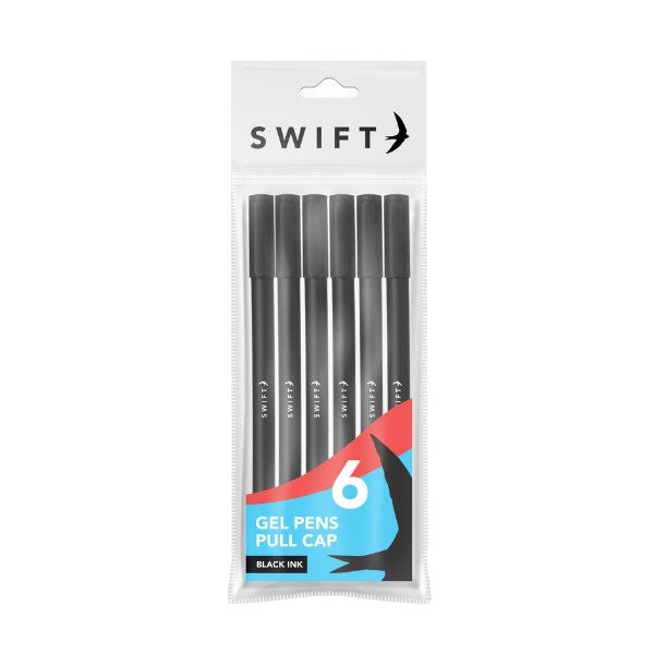 STALLION PULL CAP GEL PENS 6/ PK - BLACK. P3057 \\\KD24502