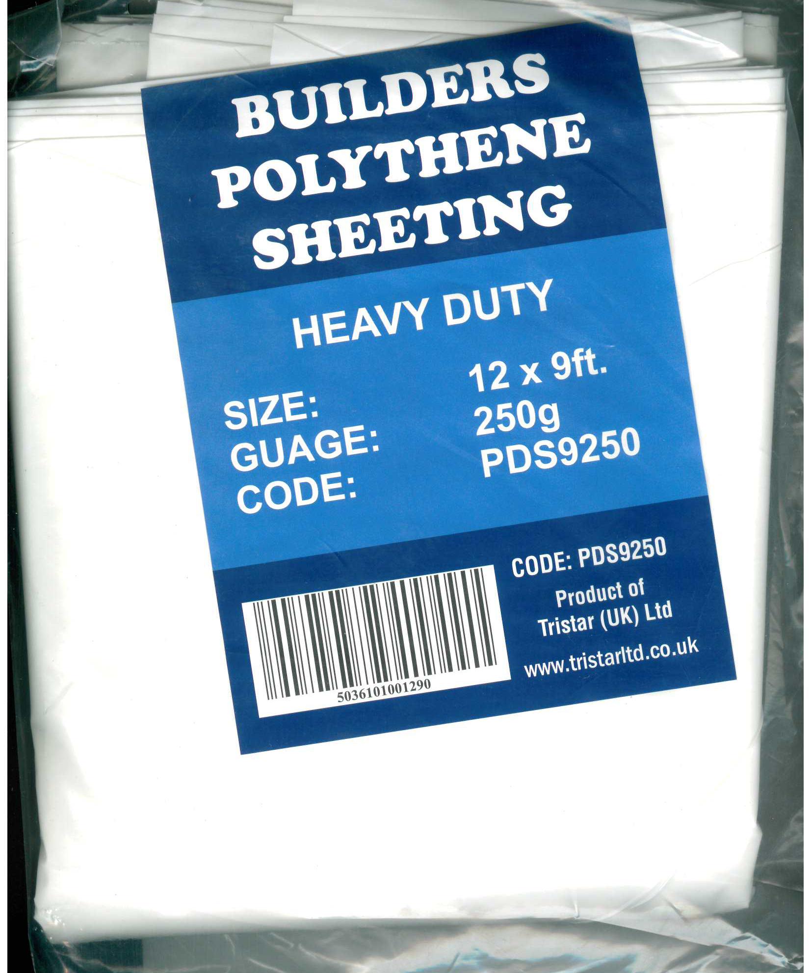 BUILDERS HEAVY DUTY POLYTHENE DUST SHEET 250 GUAGE 12 X 9FT. PDS9250 \\\KD24517