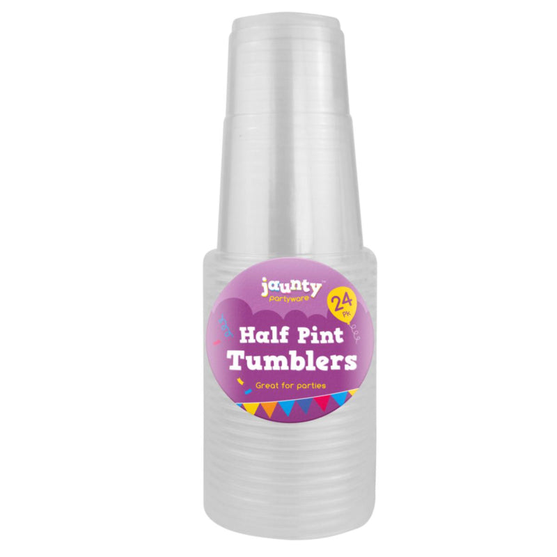 JAUNTY PARTWARE PLASTIC HALF PINT TUMBLERS 24/PK. OL310222 \\\KD24558