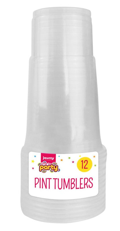 JAUNTY PARTWARE PLASTIC PINT TUMBLERS 12/PK. OL314011 \\\KD24565