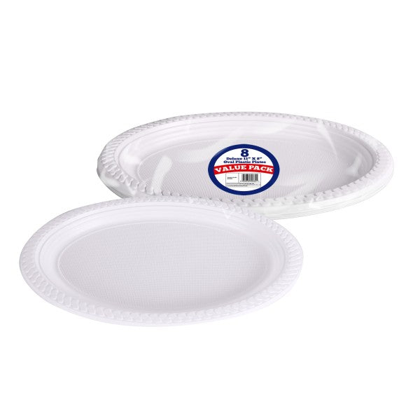 DELUXE OVAL PLASTIC PLATES / PLATTER 11" X 8" 8/PK. BV9832 \\\KD24621