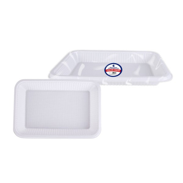 DELUXE PLASTIC LARGE RECTANGULAR PLATES 30.5CM X 21.5CM 4/PK. BV9836 \\\KD24622
