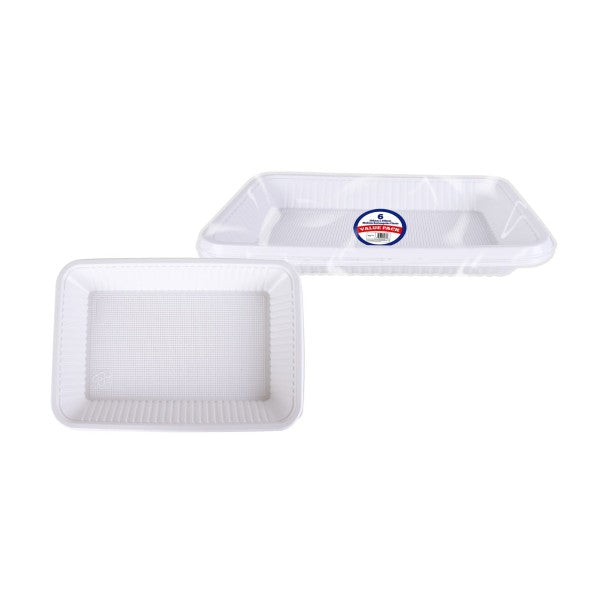 DELUXE PLASTIC MEDIUM RECTANGULAR PLATES 26CM X 19CM 6/PK. BV9837 \\\KD24623