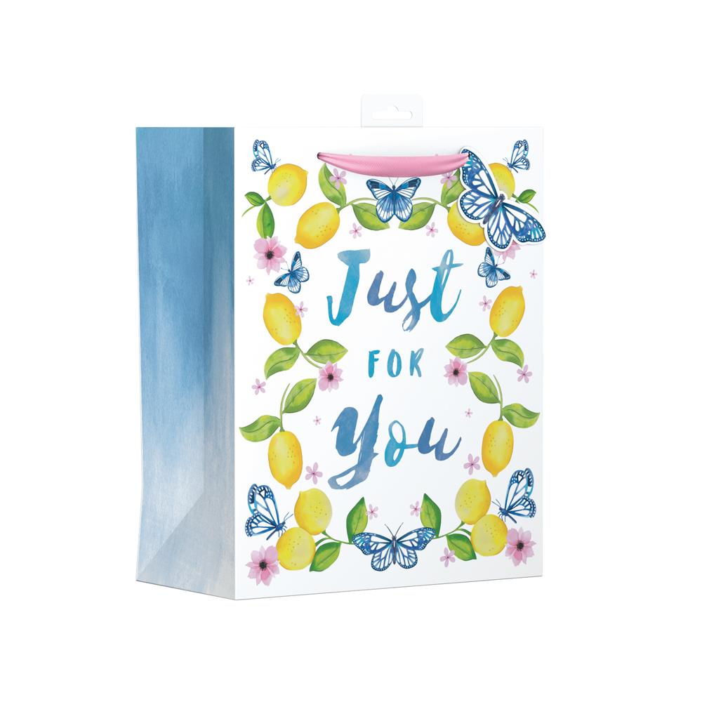 LEMON & BLUE BUTTERFLY LARGE GIFT BAG. YALGB05L/1 \\\KD24652