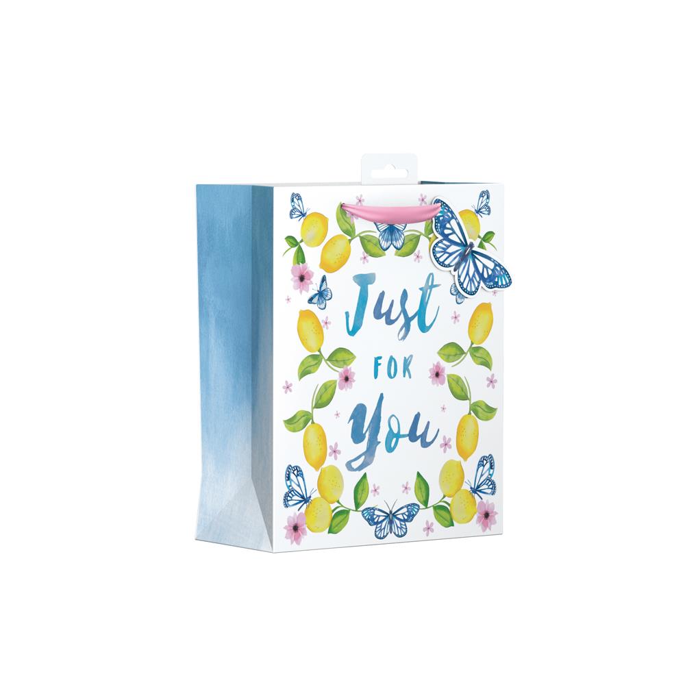 LEMON & BLUE BUTTERFLY MEDIUM GIFT BAG. YAMGB03M \\\KD24653