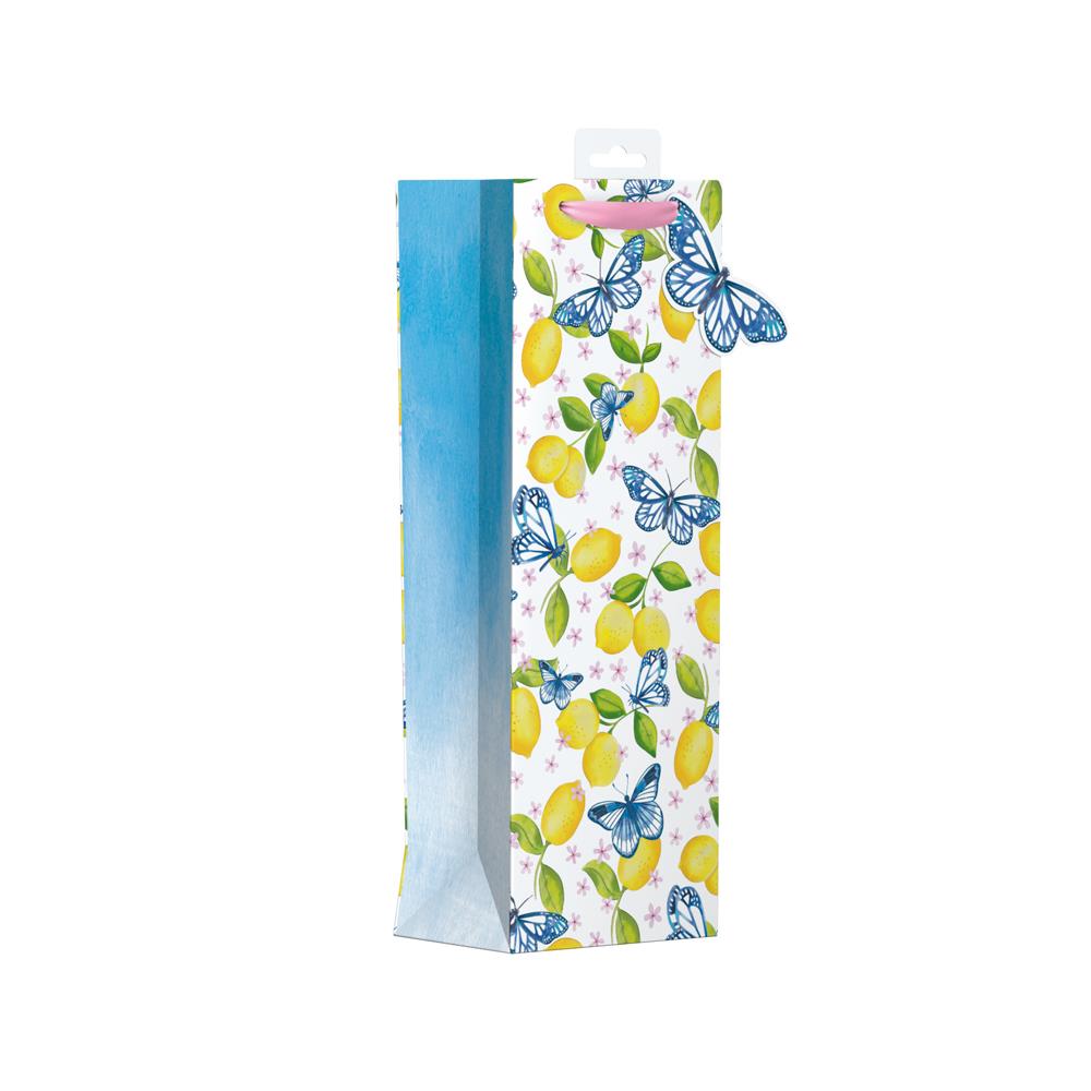 LEMON & BLUE BUTTERFLY BOTTLE GIFT BAG. YALGB05B/1 \\\KD24654