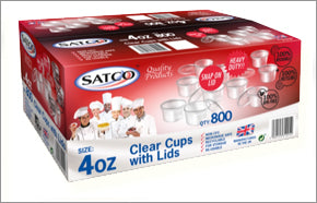 SATCO MICROWAVE ROUND PLASTIC POTS CLEAR WITH LIDS 4OZ 800/PK. SATCO0064 \\\KD24656