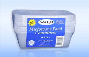 SATCO MICROWAVE PLASTIC CONTAINERS WITH LIDS 650ML 5/PK. SATCO037 \\\KD24659