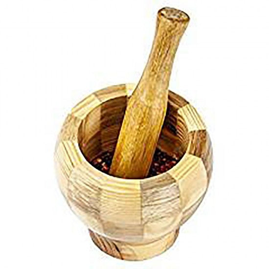 WOODEN MORTAR & PESTLE 12CM. HUB112 \\\KD24674