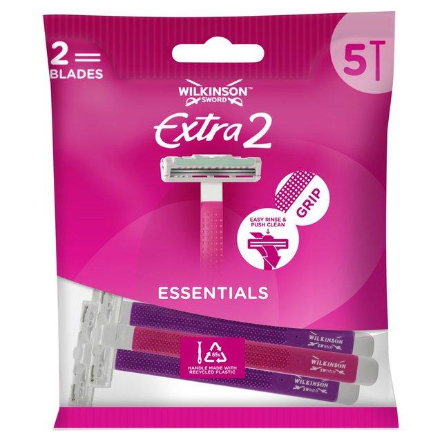 WILKINSON SWORD EXTRA 2 BEAUTY DISPOSABLE RAZORS 5/PK. WS7001760U \\\KD24693