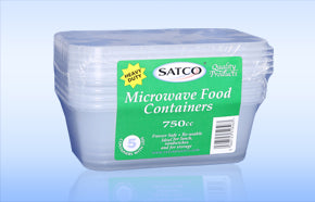 SATCO MICROWAVE PLASTIC CONTAINERS WITH LIDS 750ML 5/PK. SATCO055 \\\KD24706