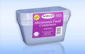SATCO MICROWAVE PLASTIC CONTAINERS WITH LIDS 1000ML 4/PK. SATCO038 \\\KD24707