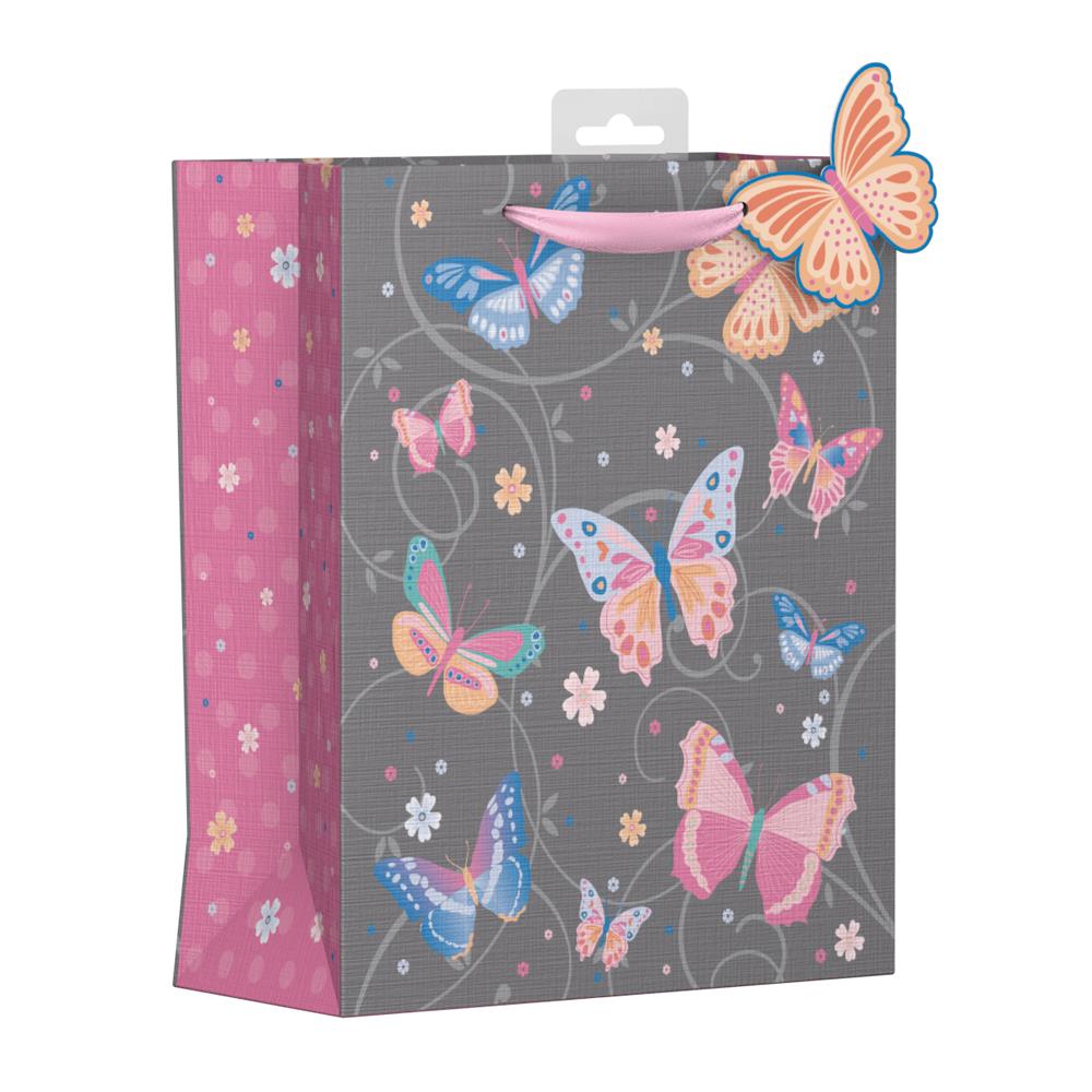 GIFTMAKER BUTTERFLY SWIRLS FLORAL MEDIUM GIFT BAG. YAKGB51M \\\KD24758