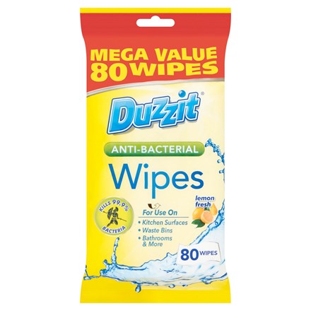 DUZZIT LEMON SCENTED ANTI BACTERIAL WIPES 80/PK. DZT100-A \\\KD24784