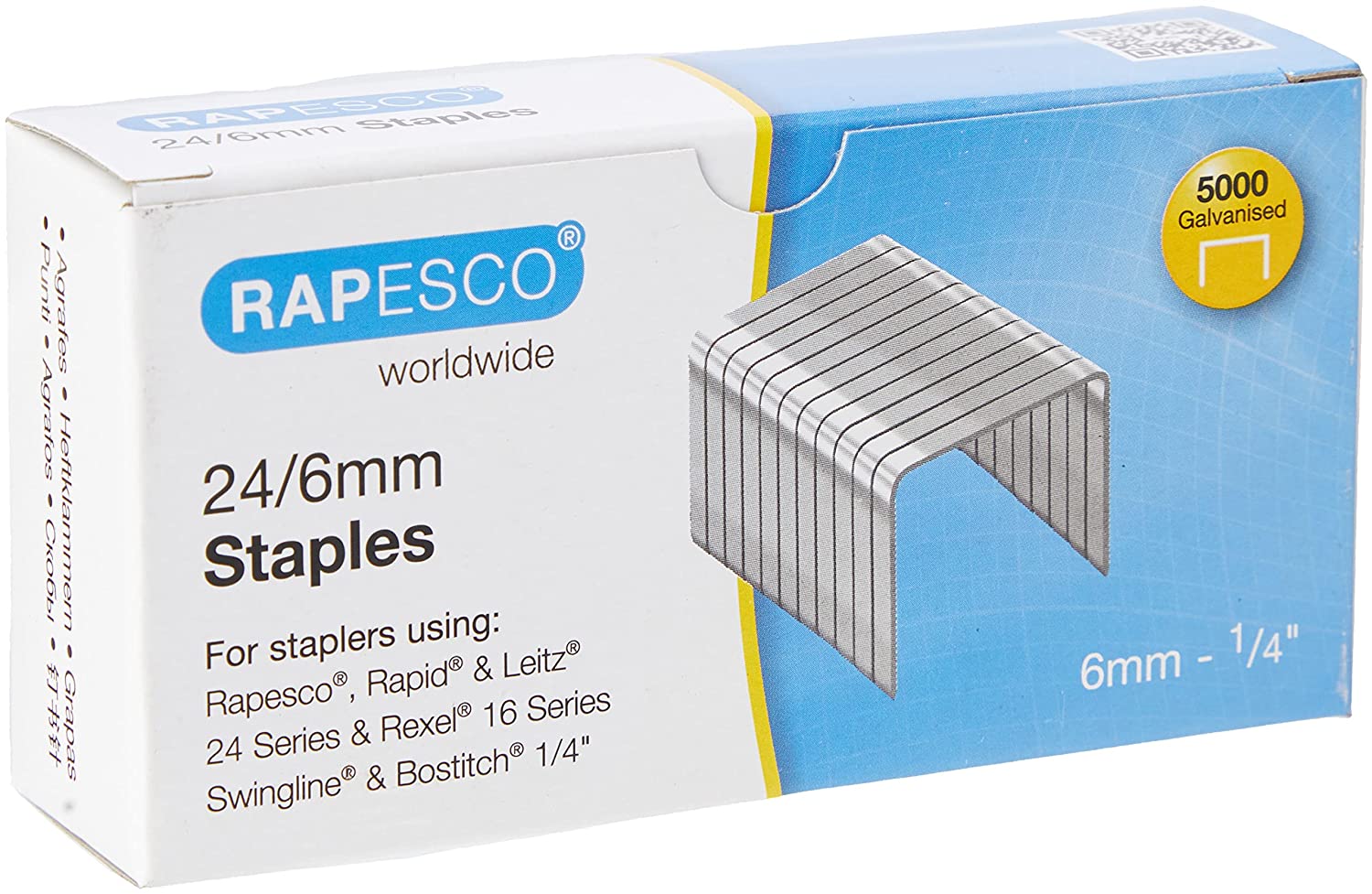 RAPESCO 24/6 MM GALVENISED STAPLES (PACK 5000). ROPS24602Z3 \\\KD24791