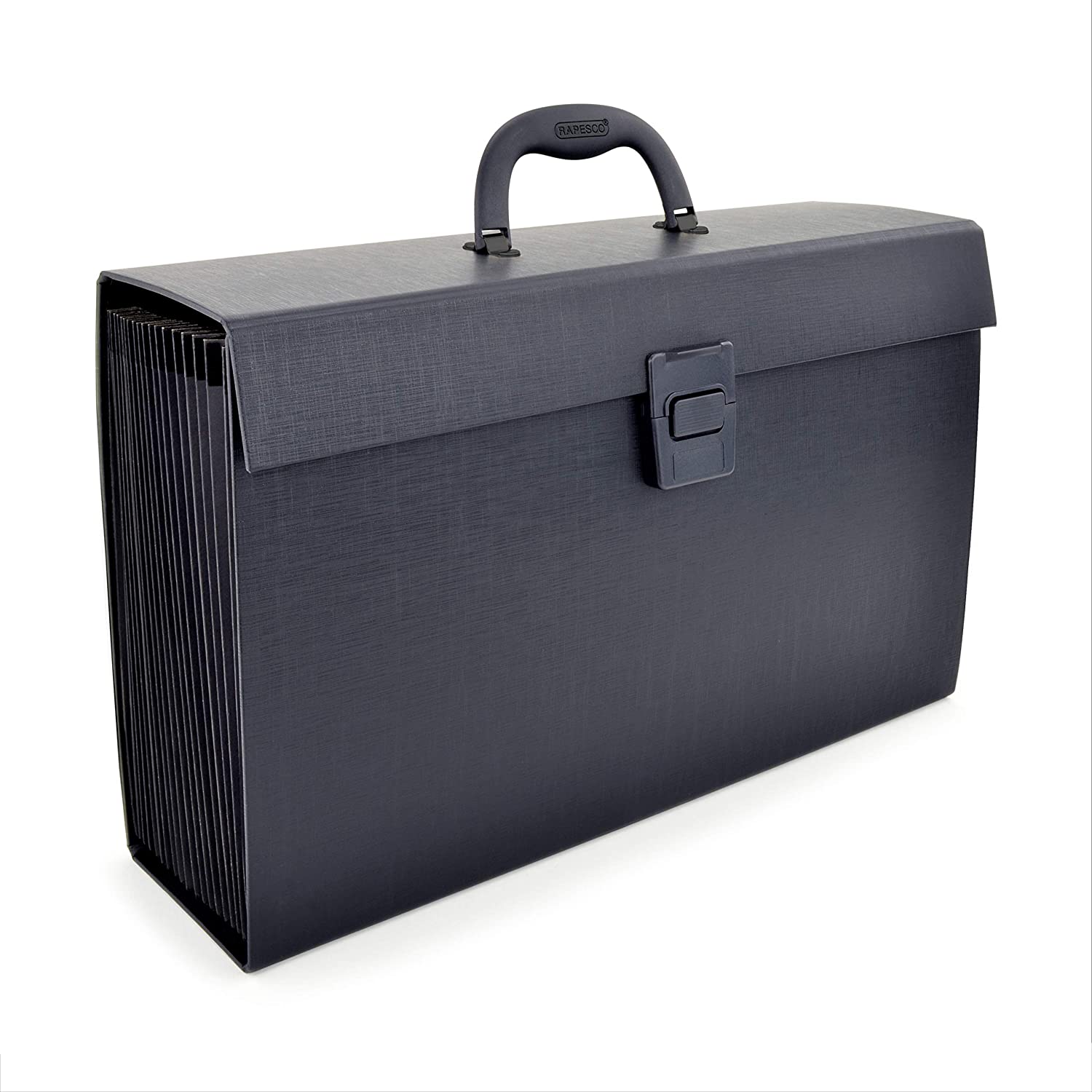 RAPESCO A4 EXPANDING BOX FILE DOCUMENT ORGANISER 19 POCKET - BLACK. ROP1555 \\\KD24796