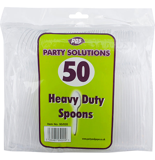 PPS HEAVY DUTY CLEAR PLASTIC SPOONS 50/PK. PPS95020 \\\KD24800