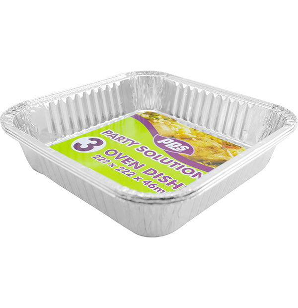 PPS SQUARE FOIL OVEN DISH 222 X 222 X 46MM 3/PK. PPS93013 \\\KD24816