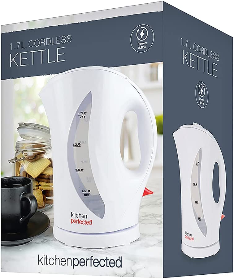 KITCHEN PERFECTED 2000W ELECTRIC CORDLESS KETTLE 1.7L. E1524WH \\\KD24826