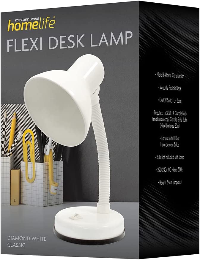 HOMELIFE CLASSIC FLEXI DESK LAMP 35W - WHITE. L958WH \\\KD24839