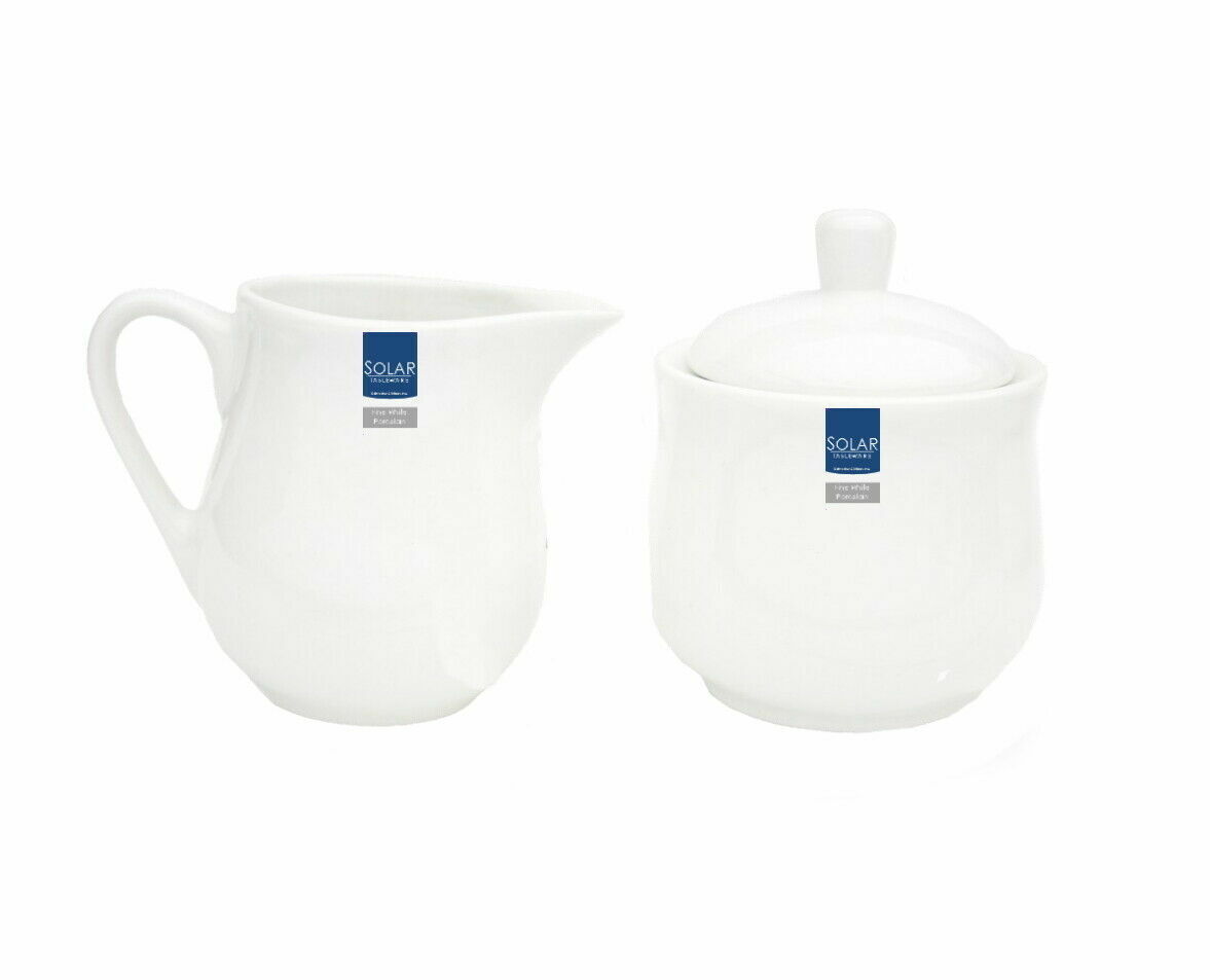 SOLAR WHITE PORCELAIN MILK / CREAM JUG & SUGAR BOWL SET. DE7021 \\\KD24843