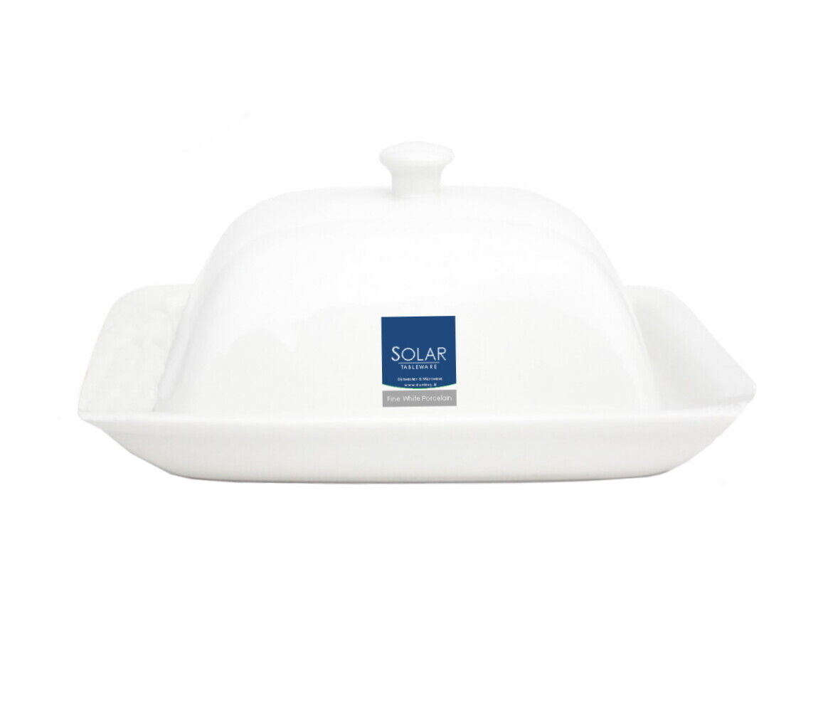 SOLAR WHITE PORCELAIN BUTTER DISH WITH LID. DE7019 \\\KD24845