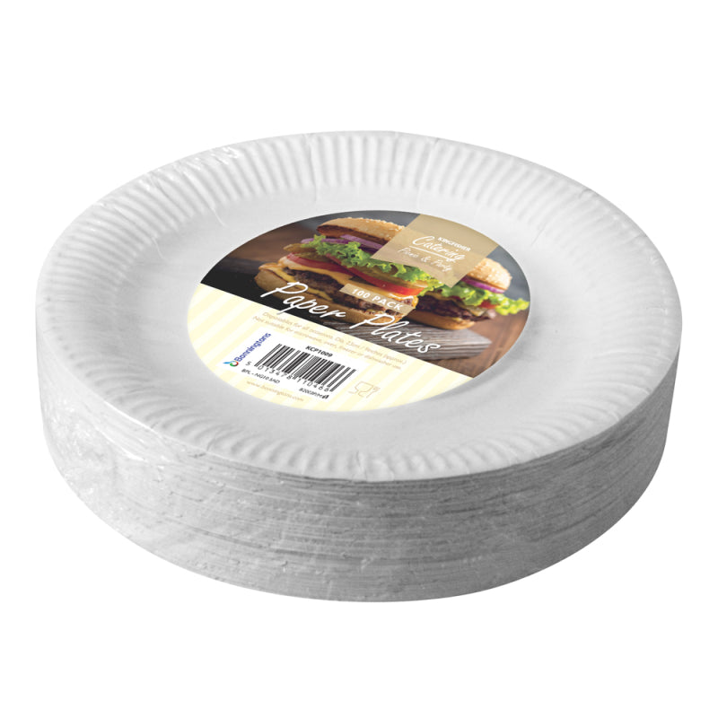 KINGFISHER DISPOSABLE PAPER PLATES 23CM / 9 INCH 100/PK. KCP1009 \\\KD24861