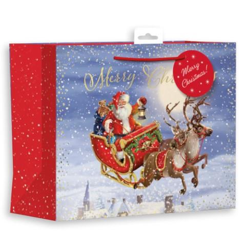 CHRISTMAS LARGE GIFT BAG - FLYING SANTA ON SLEIGH. XAMGB32L \\\KD24874