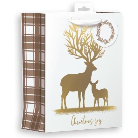 CHRISTMAS LARGE GIFT BAG - GOLD STAG CHIRSTMAS JOY. GB42L \\\KD24877
