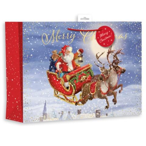 GIFT MAKER EXTRA LARGE CHRISTMAS GIFT BAG - FLYING SANTA ON SLEIGH. GB32X \\\KD24878