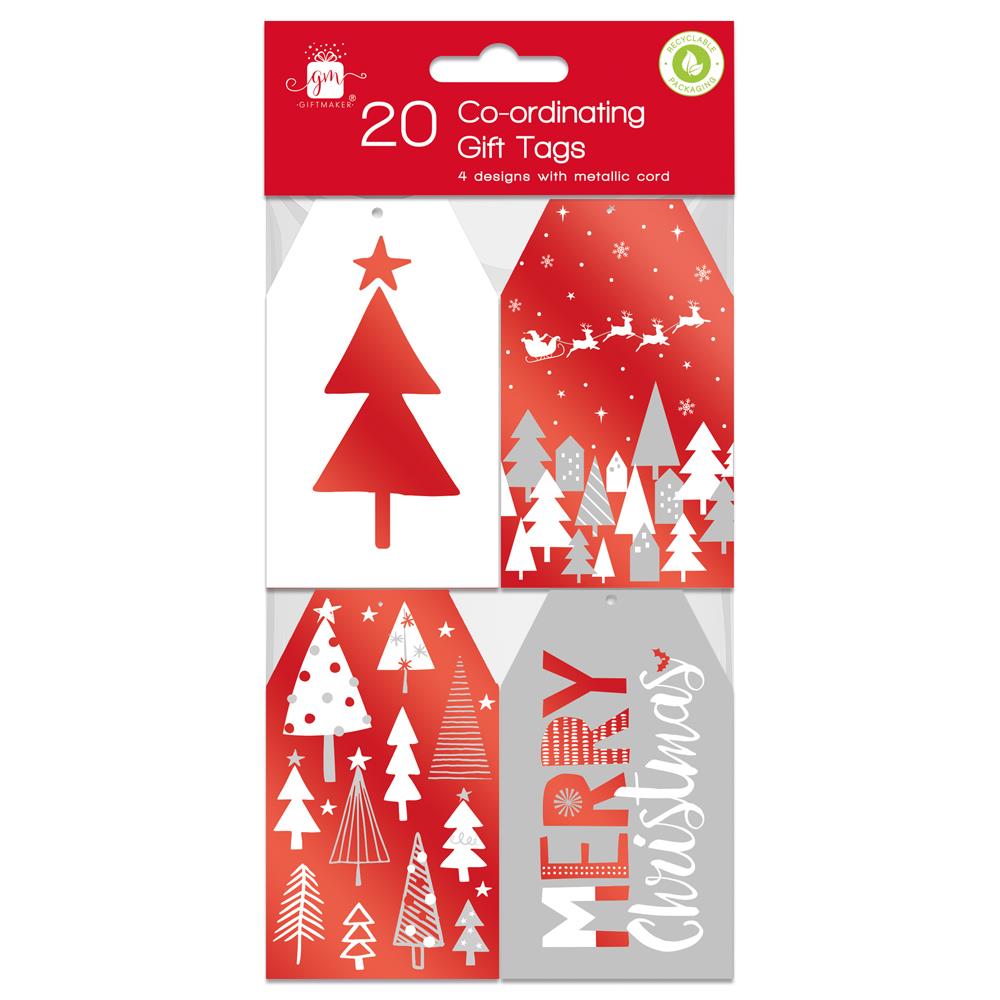 GIFTMAKER RED & WHITE CHRISTMAS GIFT TAGS 20/PK. GT1033 \\\KD24888