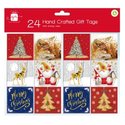 GIFTMAKER HANDCRAFTED SELF ADHESIVE CHRISTMAS GIFT TAGS 24/PK. GT203 \\\KD24889