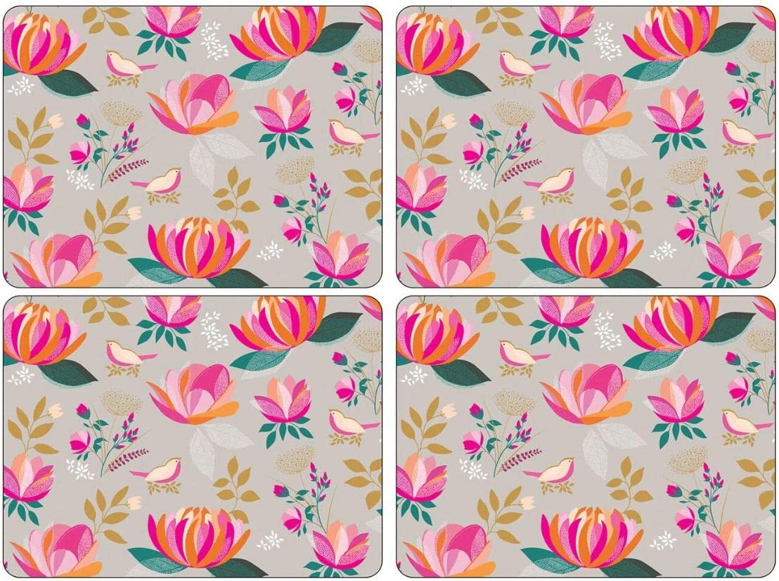 SARA MILLER GREY PEONY FLOWER PLACEMAT 4/PK. X0010649108 \\\KD24900
