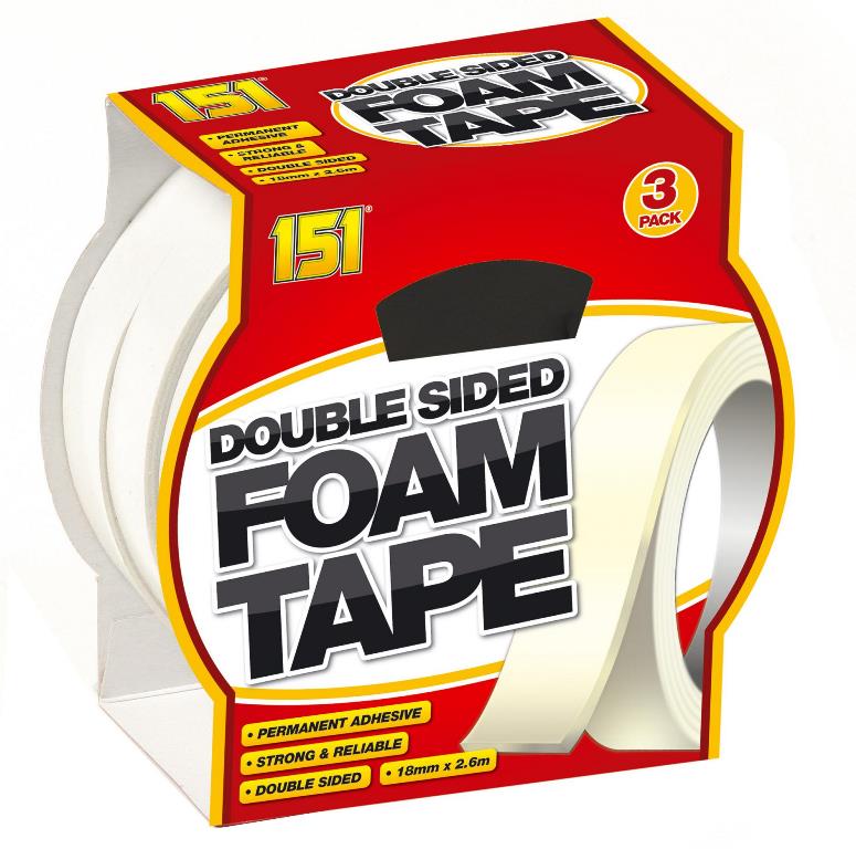 DOUBLE SIDED FOAM TAPE 18MM X 2.6M 3/PK. TT1003-36 \\\KD24991
