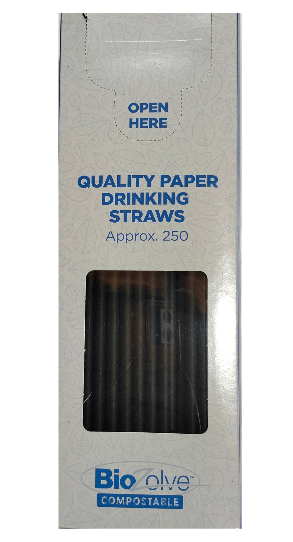 BIOZOLVE BIODEGRADABLE BOTTLE PAPER STRAW 267MM X 6MM 250/PK - BLACK. 10205.01 \\\KD25001