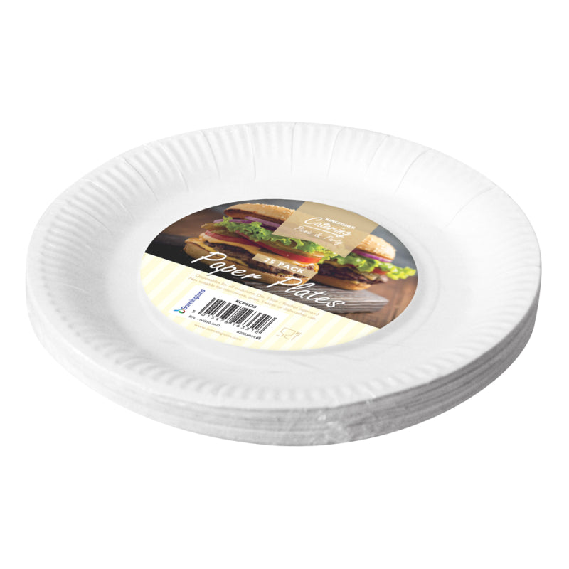 KINGFISHER WHITE DISPOSABLE PAPER PLATES 23CM 9 INCH 25/PK. KCP9I25 \\\KD25007