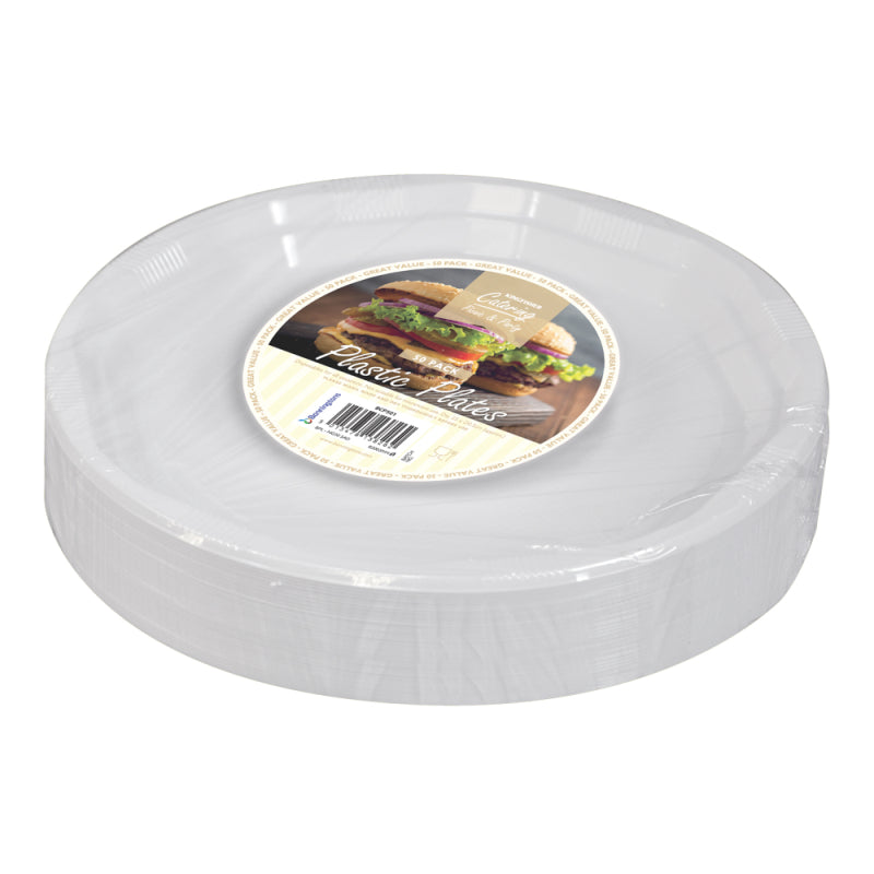 KINGFISHER WHITE DISPOSABLE PLASTIC PLATES 25CM 10" 50/PK. BCP501 \\\KD25008